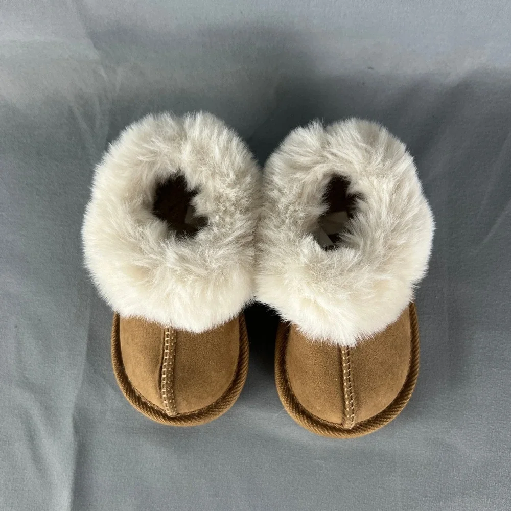 Slip On Shoes Girls 5 Brown Faux Fur Lined Comfortable Soft Cozy Warm Closed Toe